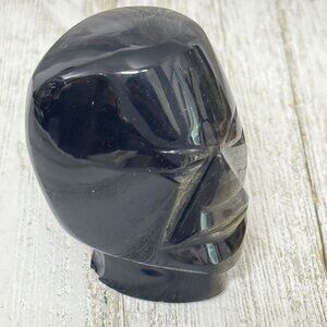 Vintage Mexican Black Obsidian Hand Carved Head